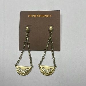 New Hive & Honey brass boho dangle earrings